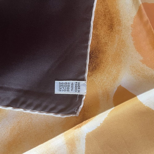 Vintage silk scarf Jean Dessès Paris new, beige and brown