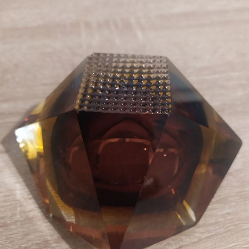 Murano ashtray 1970s brown yellow colors