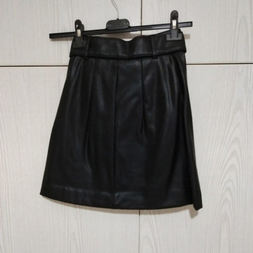 Leather black mini skirt H&M new, size XXS