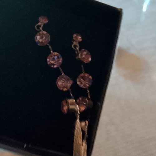 Long earrings with pink transparent stones new