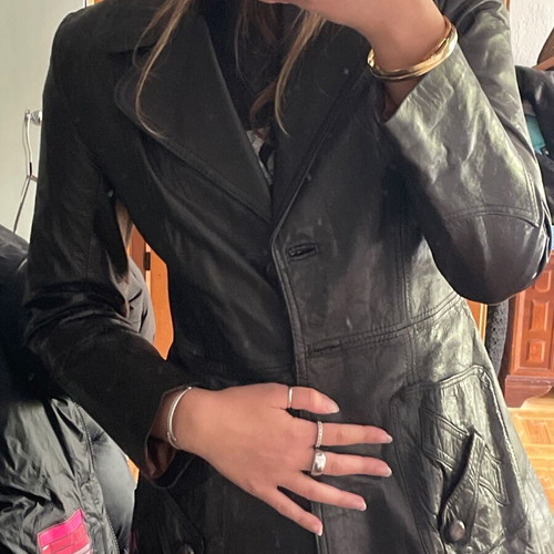 Vintage leather jacket used, brown, size XS