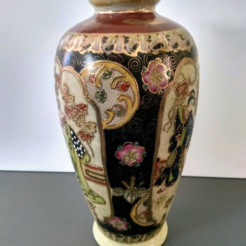 Satsuma vase set used, height 32 cm and 26 cm