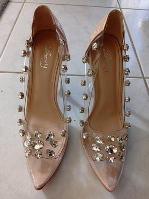 Transparent pumps like new, size 38, beige