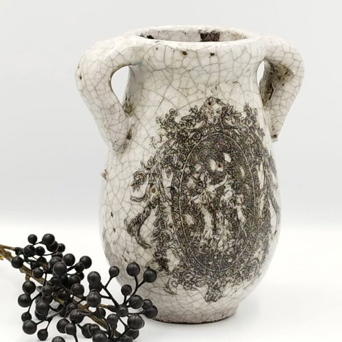 Brutalist Italian vase used, ceramic, handmade