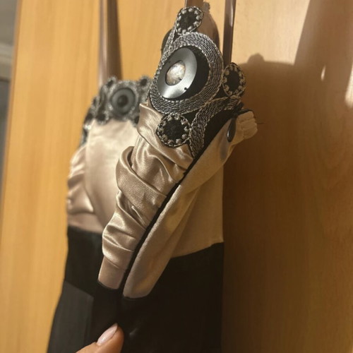Maxi dress like new, black and beige with strap, size L