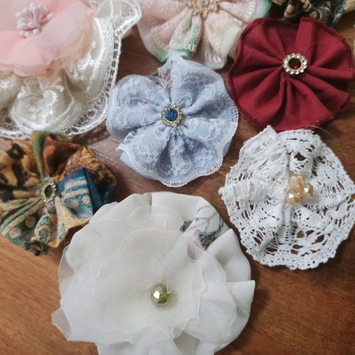 Handmade fabric flowers new, pack of 12 pieces