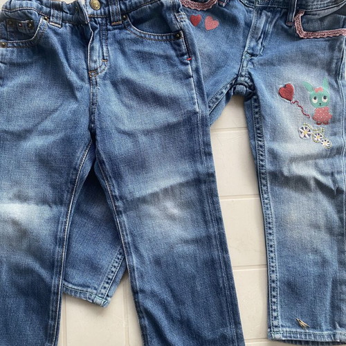 Tommy Hilfiger toddler jeans and H&M printed jeans, size 92 cm