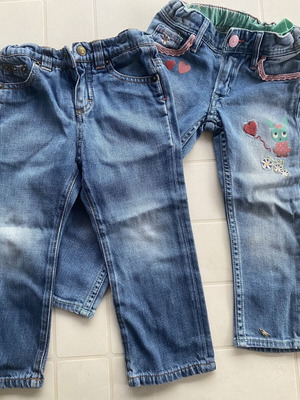 Tommy Hilfiger toddler jeans and H&M printed jeans, size 92 cm