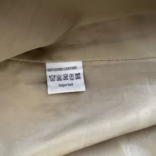 Friendtex leather jacket used, beige with embroidery