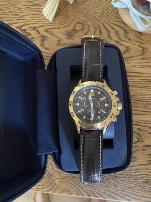 Nautica men's watch 46mm like new, brown leather strap