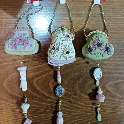 Vintage Shine Christmas ornaments new, set of 3 porcelain