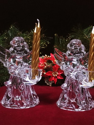 Stating Angel candle holders pair Nachtmann/Marquis by Waterford, like new
