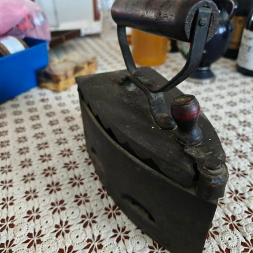 Charcoal Iron used with Wooden Handle, Vintage Cast Iron
