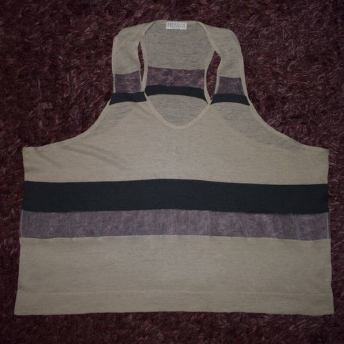 Brunello Cucinelli tank top like new, woman L/XL, gray and beige
