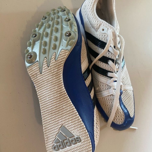 Adidas spikes sprint shoes size 38.5 like new white blue