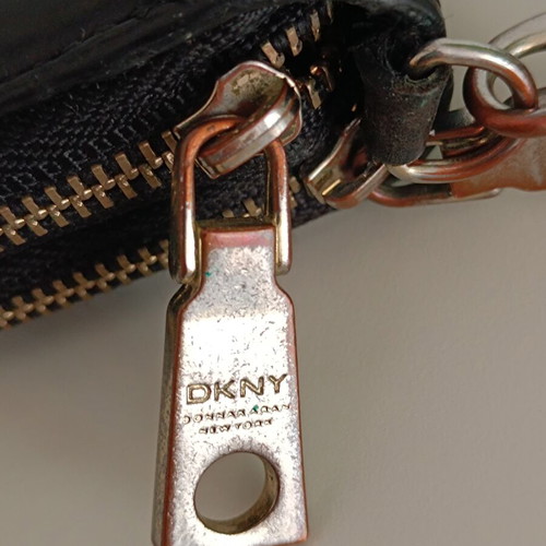 DKNY Large Leather Wallet used, black wristlet clutch