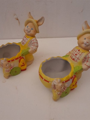 Πασχαλινά λαγουδάκια μεταχειρισμένα, σετ 2, με σπασμένο αυτάκι