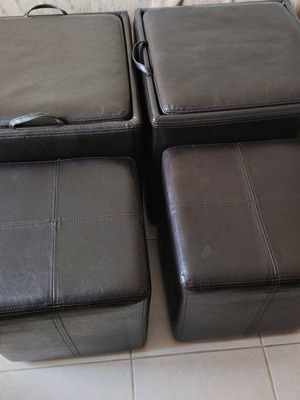Leather stools like new, set of 2 with smaller inner stools