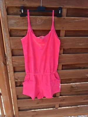Bershka jumpsuit shorts terry fabric size S like new pink