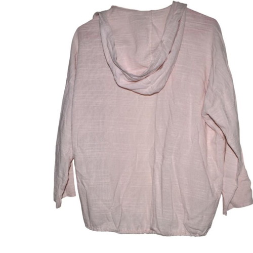 Cotton oversized jacket with hood like new, beige pink