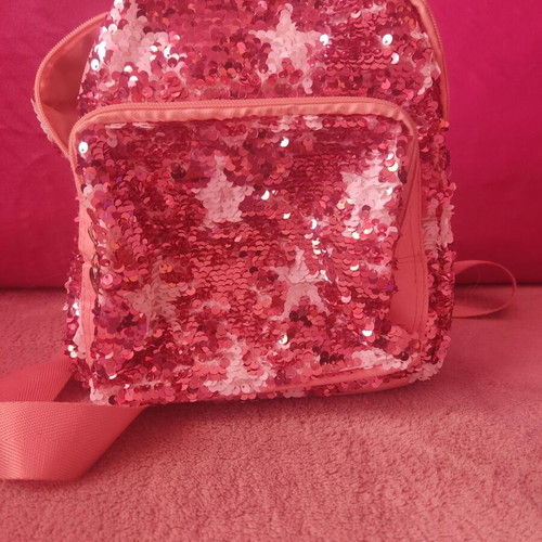 Pink backpack like new, shiny