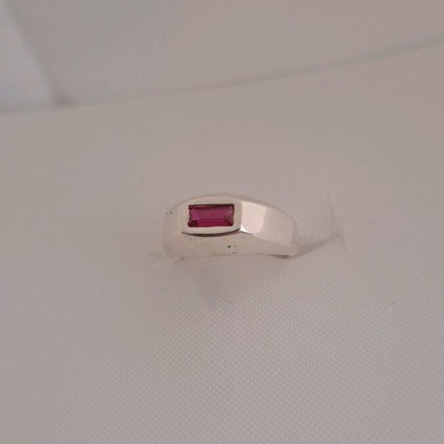 Silver 925 chevalier ring with red garnet, new, size 57