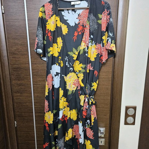 Dina women's summer dress long wrap with ruffles and belt