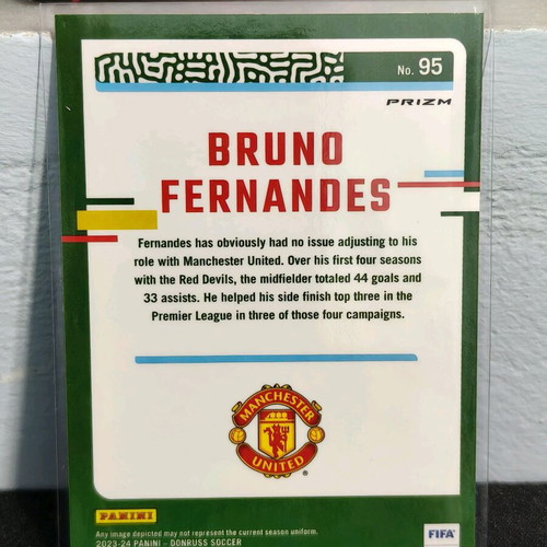Panini Donruss Soccer Card Bruno Fernandes Silver Optic Velocity Prizm 2023-24 new