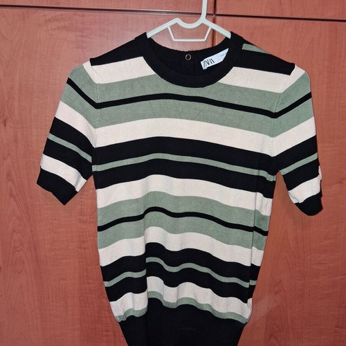 Zara blouse short-sleeve striped like new, size M