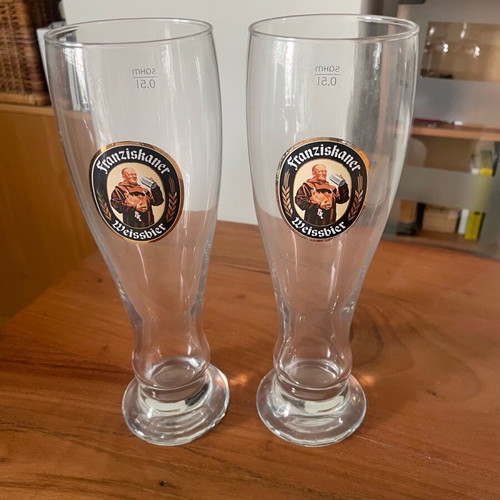 Franziskaner beer glasses used with label wear