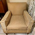  Vintage σετ σαλονιού από μασίφ ξύλο (4 καρέκλες, 2 πολυθρόνες, 1τραπεζάκι)