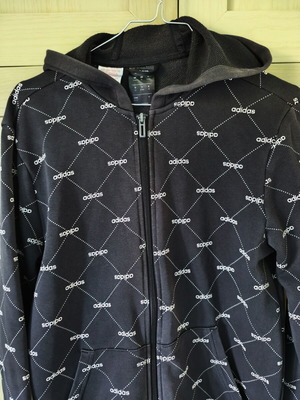 Adidas ζακέτα με κουκούλα σαν καινούργια, μαύρη, εφηβική 14 ετών