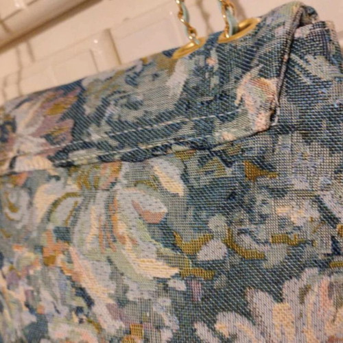 Fabric bag new with floral design mint color