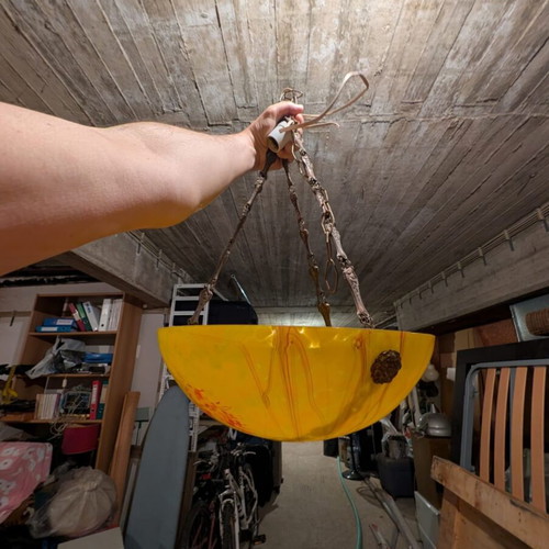 Pate de verre ceiling light like new with vibrant colors