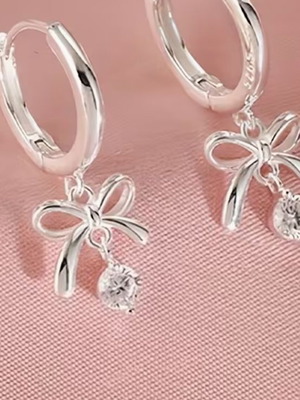 925 Silver Bow Earrings new