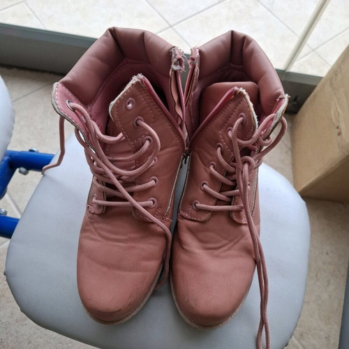 Leather women's ankle boots 37 anatomical like new, light rotten apple color