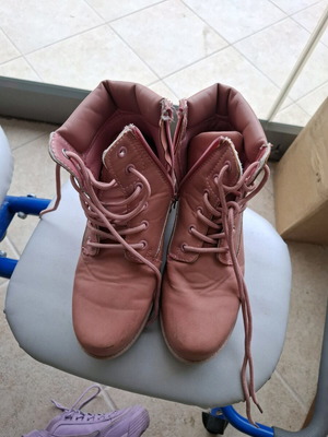 Leather women's ankle boots 37 anatomical like new, light rotten apple color