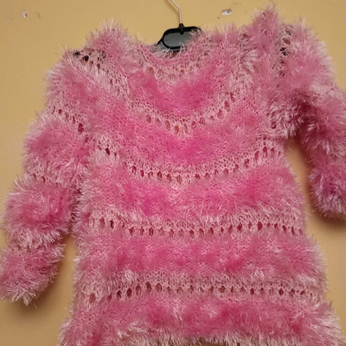 Fuzzy kids cardigan like new, pink multicolor, size XS