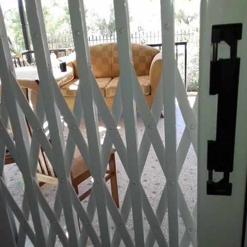 Aluminum balcony door used 116x198 with folding security grille