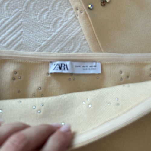 Zara σετ πλεκτό με κεντημένες πέτρες σαν καινούργιο, μπεζ
