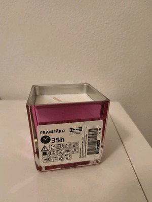Ikea FRAMFÅRD scented candle in pink glass, new