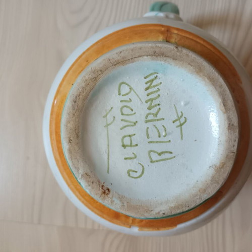 Κεραμική βάζα χειροποίητη και ζωγραφισμένη μεταχειρισμένη, στυλ μαϊολίκα από Κλάβντιο Μπερνίνι