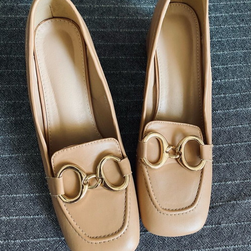 Heels with block heel in beige color, like new, size 41