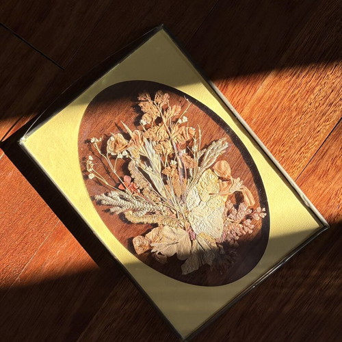 Vintage framed dried flower art