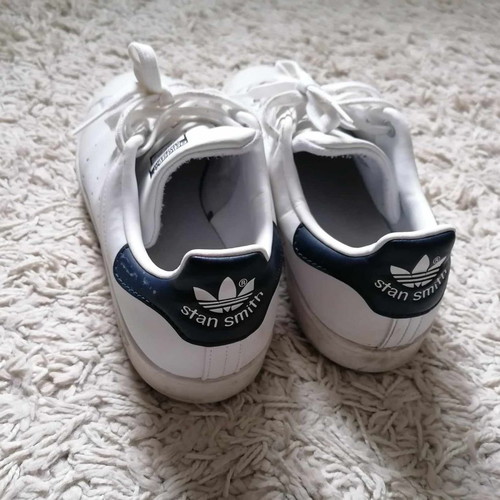 Adidas Stan Smith shoe size 40 used, white-dark blue