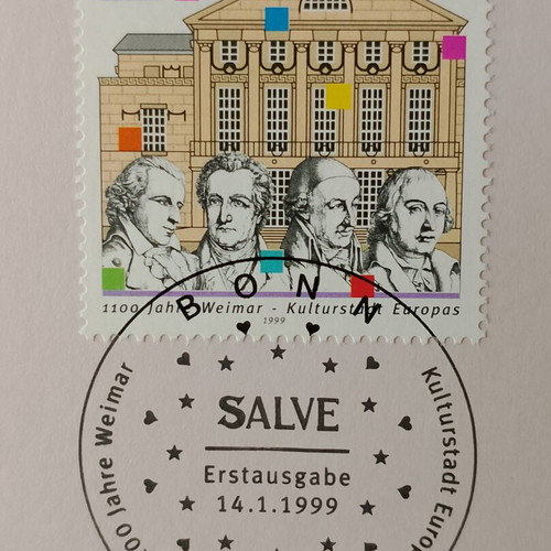 German 1999 postage stamps with Bonn first day cover
