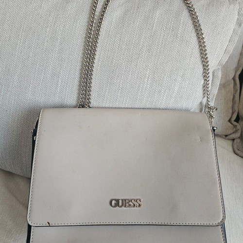 Guess shoulder bag like new, beige with black and metallic details