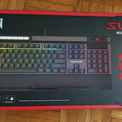 Redragon Keyboard fullsize with blue switches used, armrest, wired