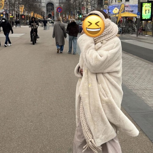 Ckontova Faux Fur Coat like new, white and beige