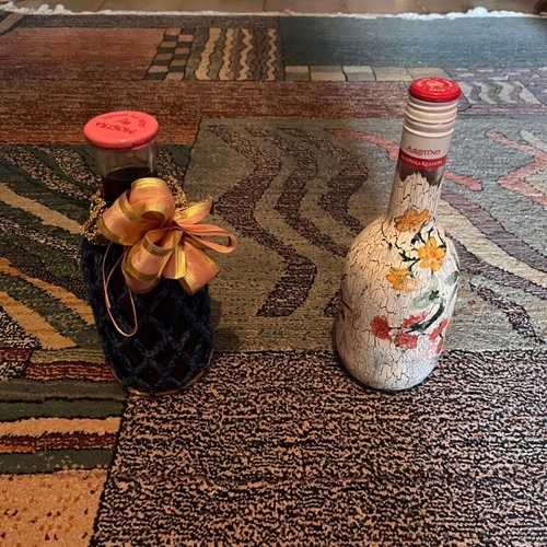 Wines new, 2 bottles with personal decoration